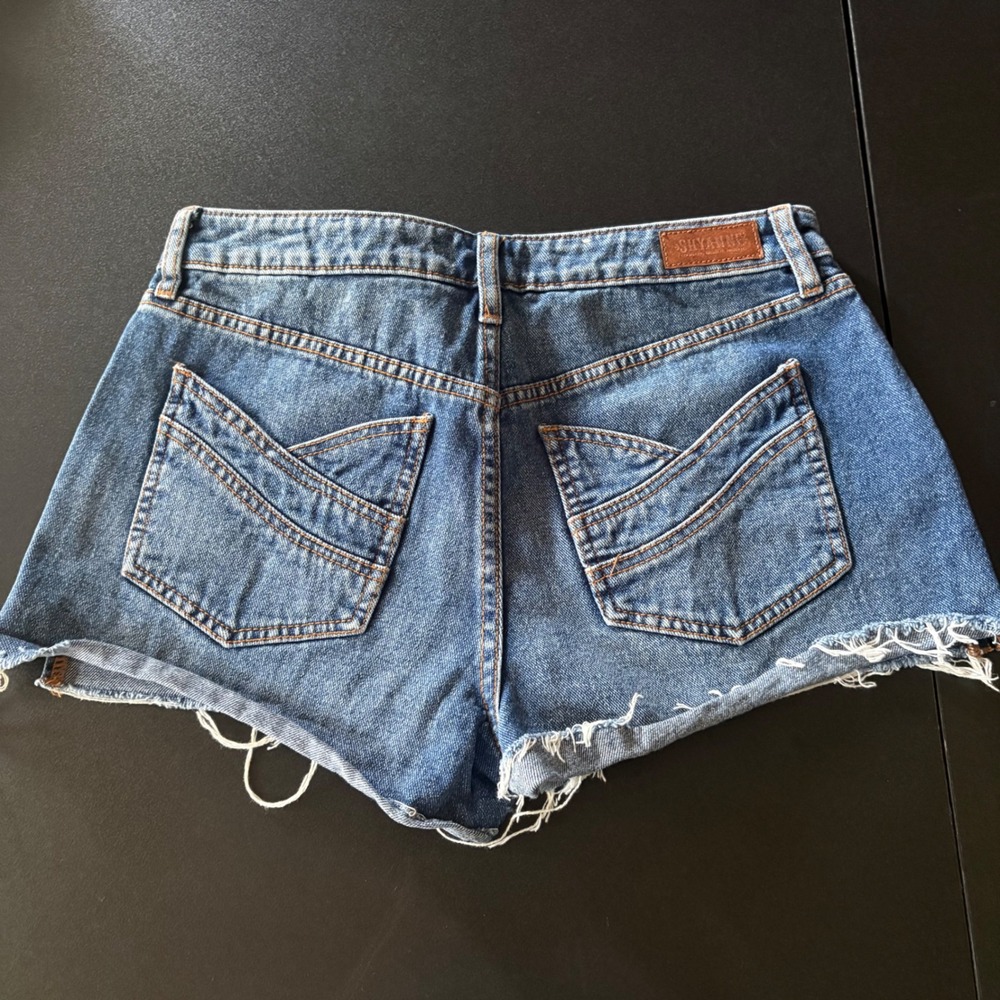 Cotton denim midrise cutoff shorts Shyann frayed raw hem cowboy western size 29 - Picture 8 of 9